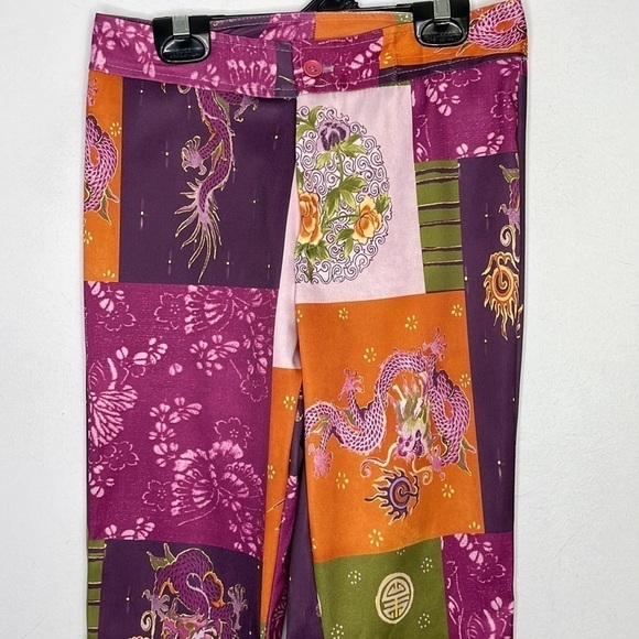 𝅺vintage made in USA patchwork oriental high waisted pants - Picture 2 of 10